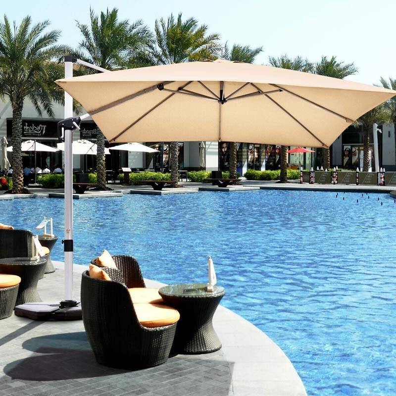 10 FT Outdoor Hanging Umbrella Patio Offset Cantilever Umbrella with Adjustable Tilt Setting