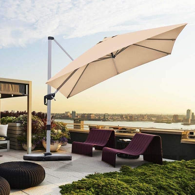 10 FT Outdoor Hanging Umbrella Patio Offset Cantilever Umbrella with Adjustable Tilt Setting