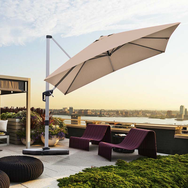 10 FT Outdoor Hanging Umbrella Patio Offset Cantilever Umbrella with Adjustable Tilt Setting