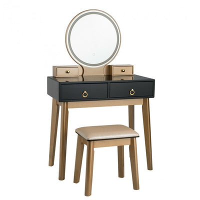 Vanity Table Set Makeup Desk with Adjustable Lighted Mirror and 4 Drawers