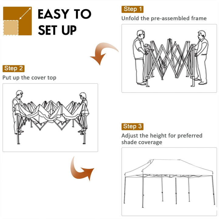10 x 20 Feet Adjustable Folding Heavy Duty Sun Shelter with Carrying Bag