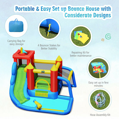 Inflatable Bouncer Bounce House with Water Slide Splash Pool without Blower