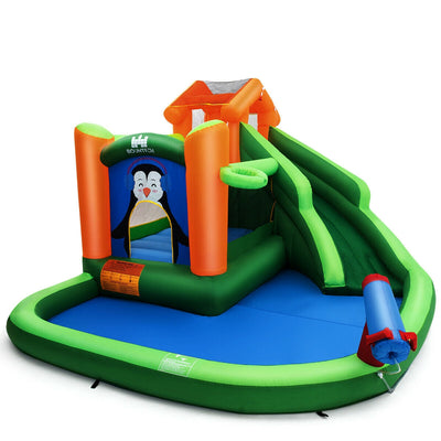 Inflatable Water Park Bouncer with Climbing Wall Splash Pool Water Cannon