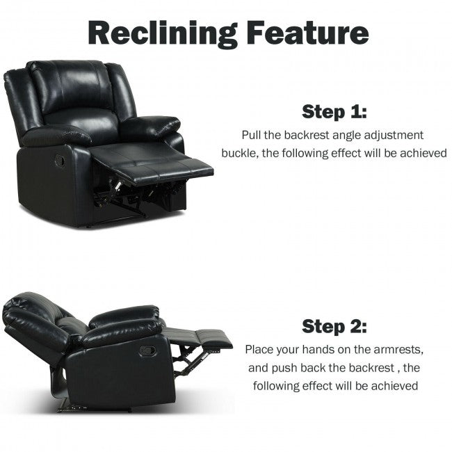 Single PU Leather Recliner Chair Ergonomic Lounger Sofa Home Theater Seating with Footrest Armrest