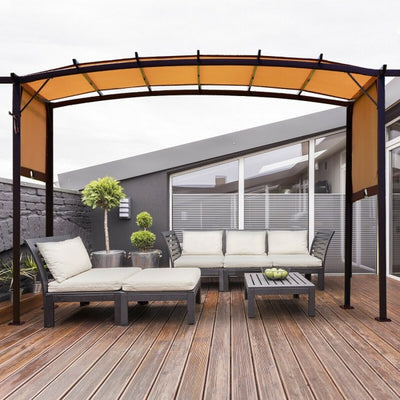 12 x 9 ft Outdoor Pergola Patio Gazebo Sun Shelter with Retractable Canopy