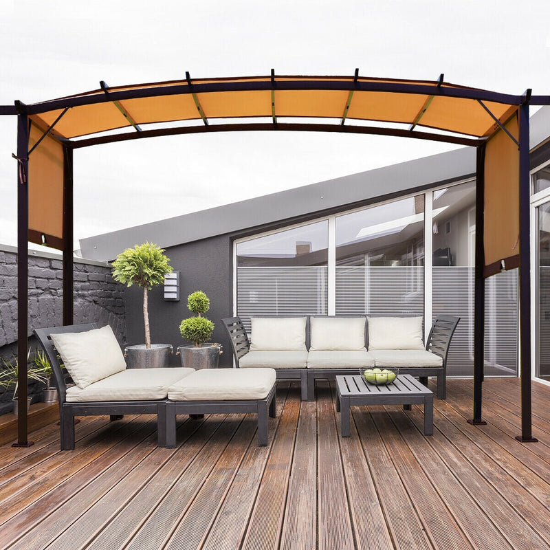 12 x 9 ft Outdoor Pergola Gazebo Canopy Sun Shelter  with Steel Frame