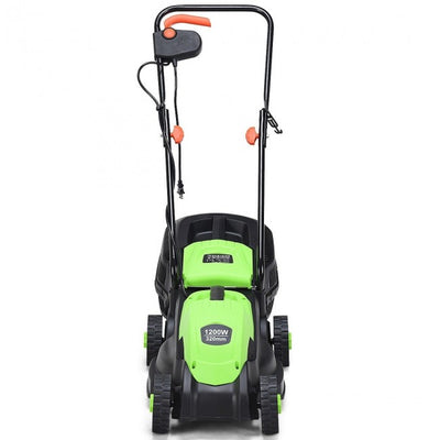 14" 12 Amp Folding Corded Electric Push Lawn Mower with Grass Bag