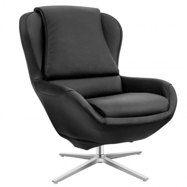 360° Swivel Leather Rocking Chair with Ottoman and Padded Cushions