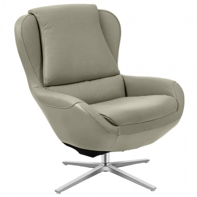 360° Swivel Leather Rocking Chair with Ottoman and Padded Cushions