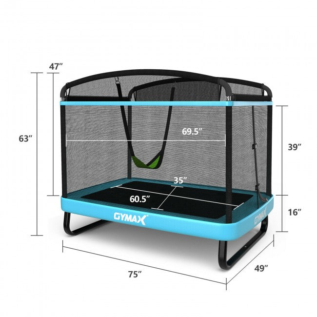 6FT Kids Entertaining Combo Bounce Trampoline with Swing and Enclosure Safety Net