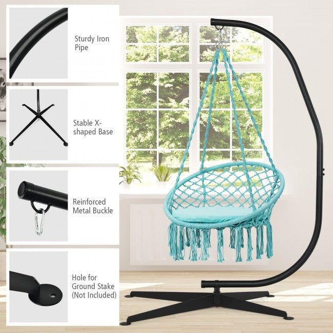 Hanging Hammock with solid steel C stand frame