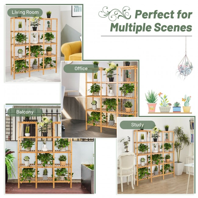 56" Multifunctional Bamboo Shelf Storage Flower Plant Stand Home Display Storage Rack