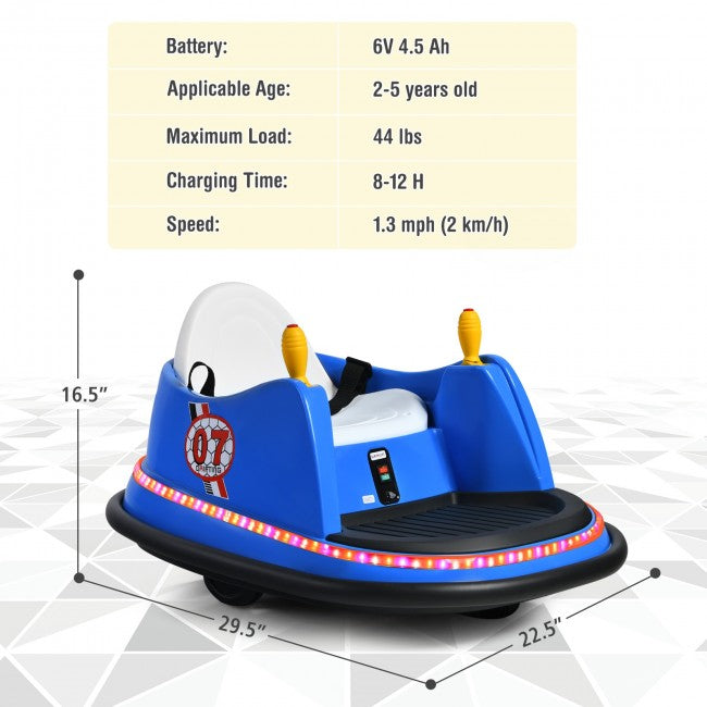 6V Kids Ride On Bumper Car 360-Degree Spin Race Toy with Remote Control