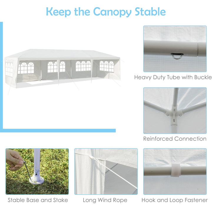 10 x 30 Feet Gazebo Canopy with 5 Removable Sidewalls for Outdoor Party Wedding