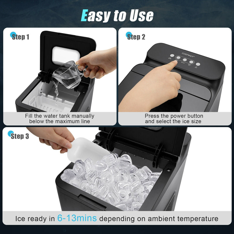 33 LBS/24 H Ice Maker Machine with Scoop and Basket