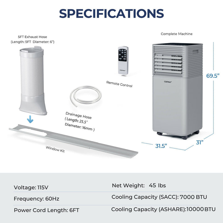 10000 BTU Air Cooler with Fan and Dehumidifier Mode