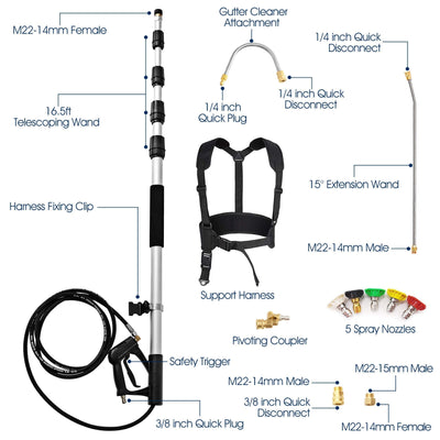 4000 PSI 18 Ft Telescoping Spray Wand Pressure Washer