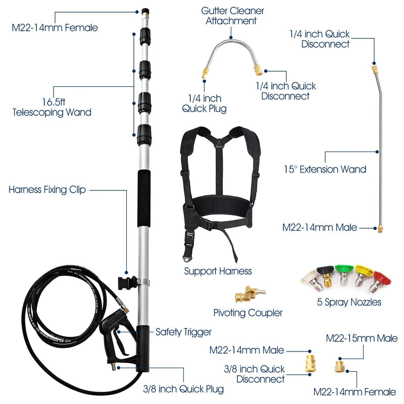 4000 PSI 18 Ft Telescoping Spray Wand Pressure Washer