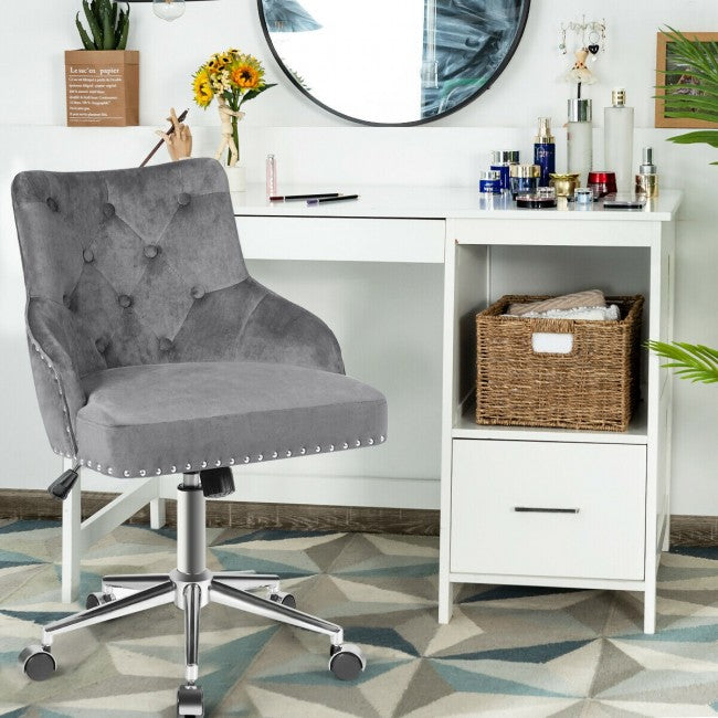 Chairliving - Tufted Upholstered Swivel Computer Desk Chair with Nailed Tri