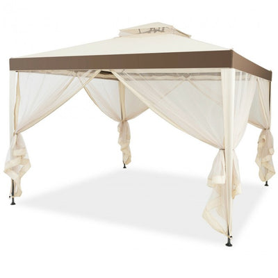 10' x 10' Outdoor Garden Gazebo Patio Canopy Shelter with Netting and Double roof