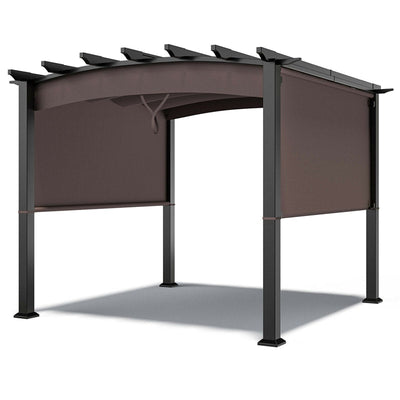 10' x 10' Outdoor Retractable Pergola Gazebo with Sliding Sun Shade Canopy