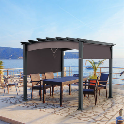 10' x 10' Outdoor Retractable Pergola Gazebo with Sliding Sun Shade Canopy
