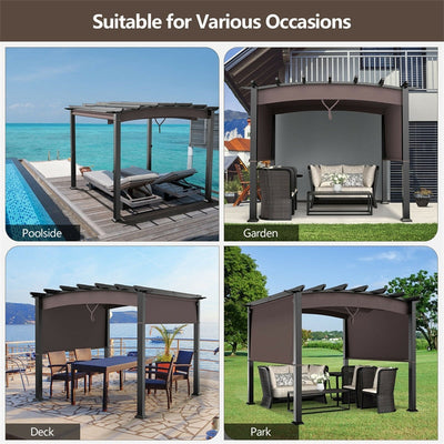 10' x 10' Outdoor Retractable Pergola Gazebo with Sliding Sun Shade Canopy