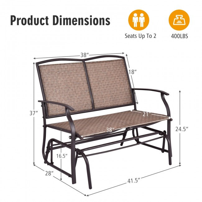 Iron Patio Rocking Chair Swing Chair Lounge Glider for Garden Backyard Pool