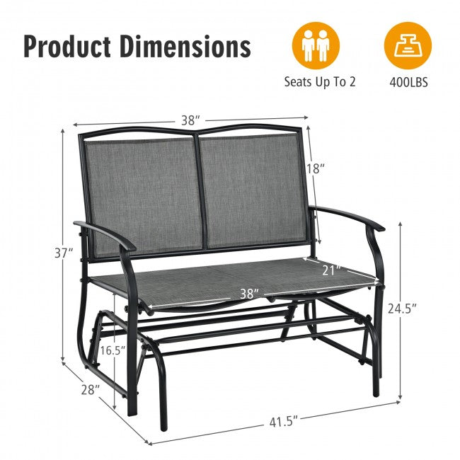 Iron Patio Rocking Chair Swing Chair Lounge Glider for Garden Backyard Pool