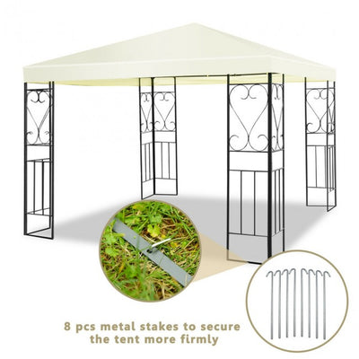 10 x 10FT Outdoor 2-Tier Gazebo Tent Patio Canopy Shelter with Vented Double Roof