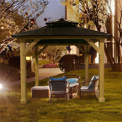 10' X 10' Outdoor Hardtop Gazebo Patio Galvanized Steel Canopy Pavilion with 2-Tier Metal Roof
