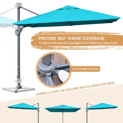 10 x 10Ft Outdoor Hanging Umbrella Patio Offset Umbrella with 360-Degree Rotation