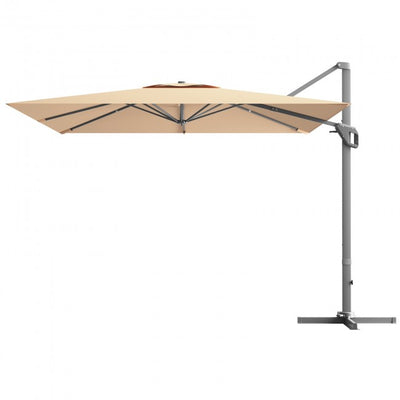 10 x 10Ft Outdoor Hanging Umbrella Patio Offset Umbrella with 360-Degree Rotation