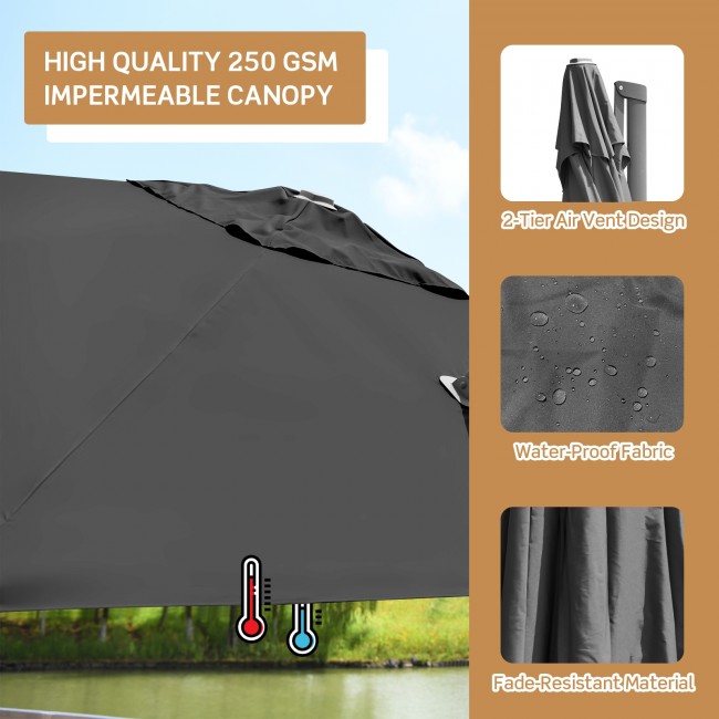 10 x 10Ft Outdoor Hanging Umbrella Patio Offset Umbrella with 360-Degree Rotation