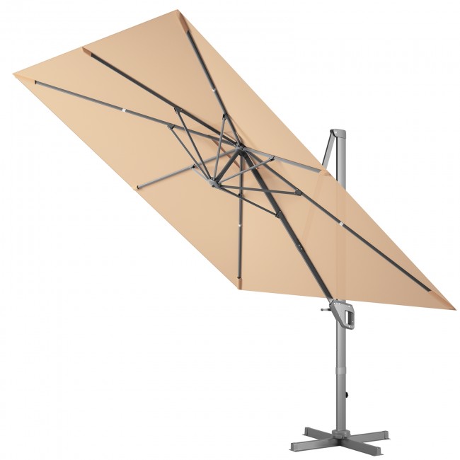 10 x 10Ft Outdoor Hanging Umbrella Patio Offset Umbrella with 360-Degree Rotation