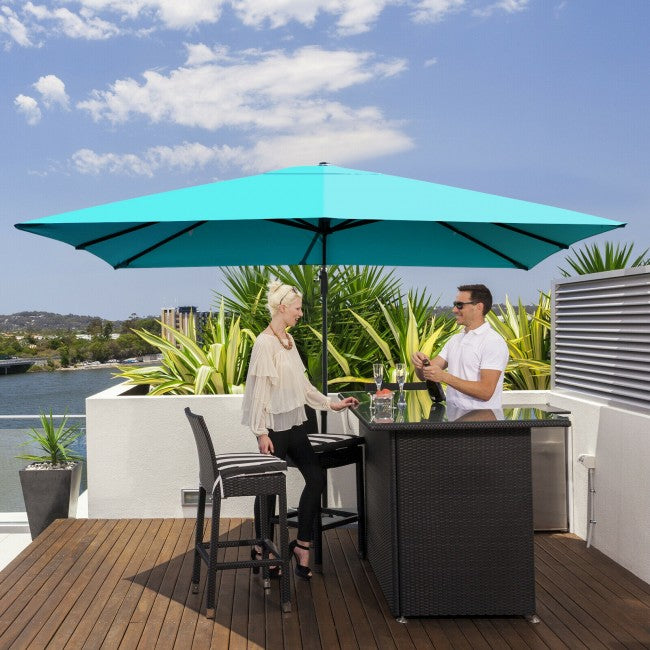 10x13ft Patio Rectangular Cantilever Offset Umbrella with 360° Rotation Function and 4 Tilt Settings