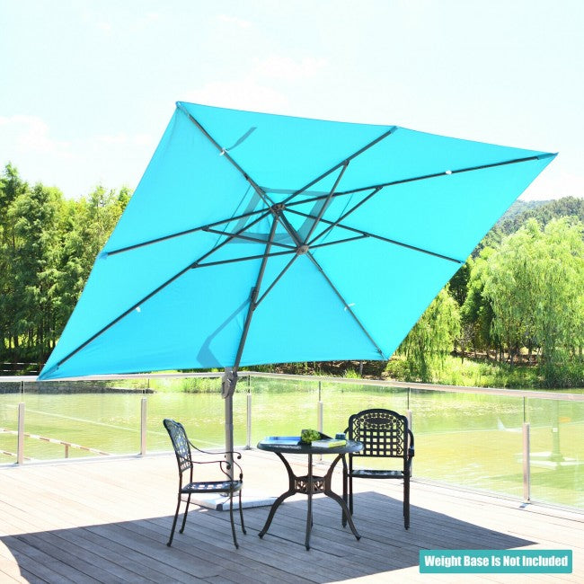 10x13ft Patio Rectangular Cantilever Offset Umbrella with 360° Rotation Function and 4 Tilt Settings