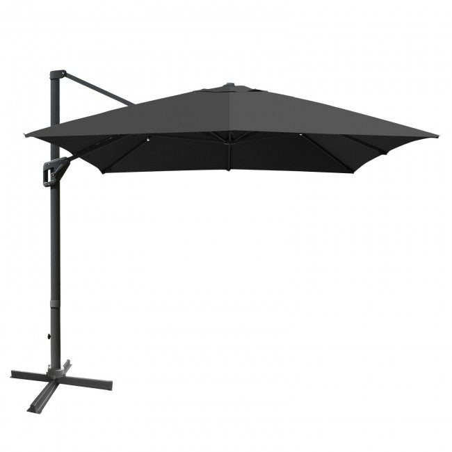 10x13ft Patio Rectangular Cantilever Offset Umbrella with 360° Rotation Function and 4 Tilt Settings