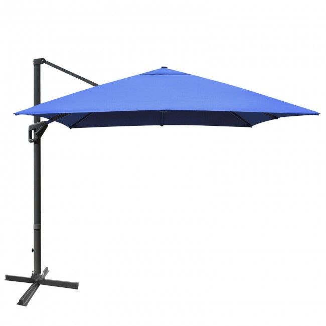 10x13ft Patio Rectangular Cantilever Offset Umbrella with 360° Rotation Function and 4 Tilt Settings