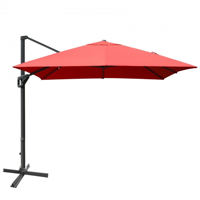 10x13ft Patio Rectangular Cantilever Offset Umbrella with 360° Rotation Function and 4 Tilt Settings