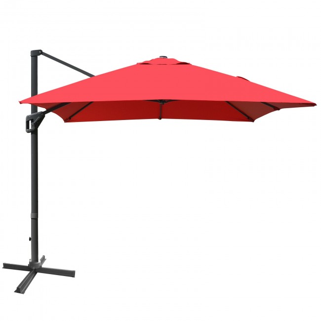 10x13ft Patio Rectangular Cantilever Offset Umbrella with 360° Rotation Function and 4 Tilt Settings