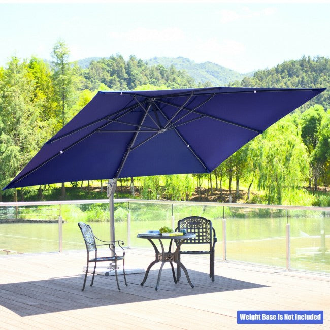 10x13ft Patio Rectangular Cantilever Offset Umbrella with 360° Rotation Function and 4 Tilt Settings