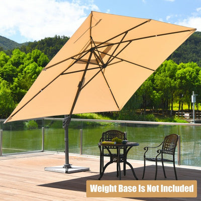 10x13ft Patio Rectangular Cantilever Offset Umbrella with 360° Rotation Function and 4 Tilt Settings