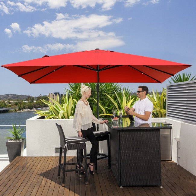 10x13ft Patio Rectangular Cantilever Offset Umbrella with 360° Rotation Function and 4 Tilt Settings