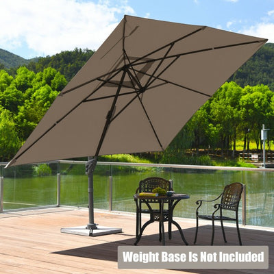 10x13ft Patio Rectangular Cantilever Offset Umbrella with 360° Rotation Function and 4 Tilt Settings