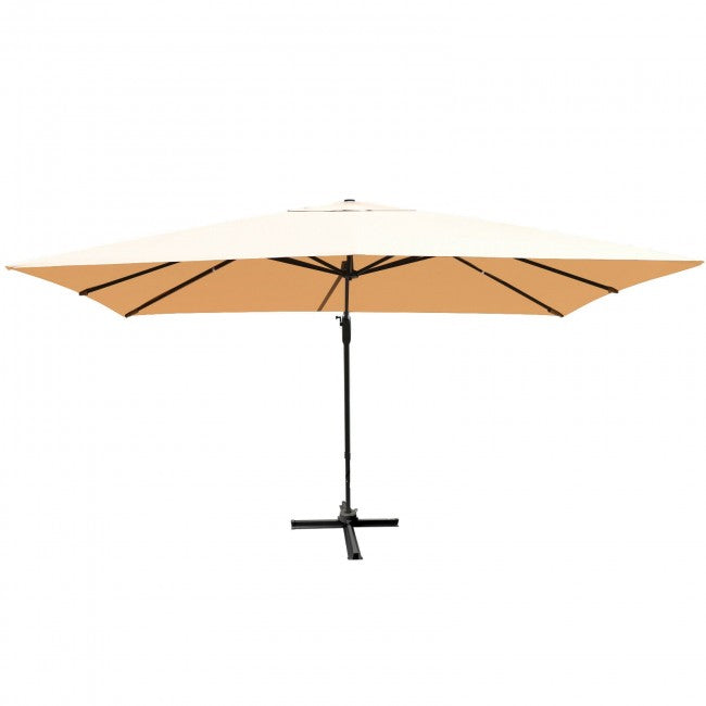 10x13ft Patio Rectangular Cantilever Offset Umbrella with 360° Rotation Function and 4 Tilt Settings