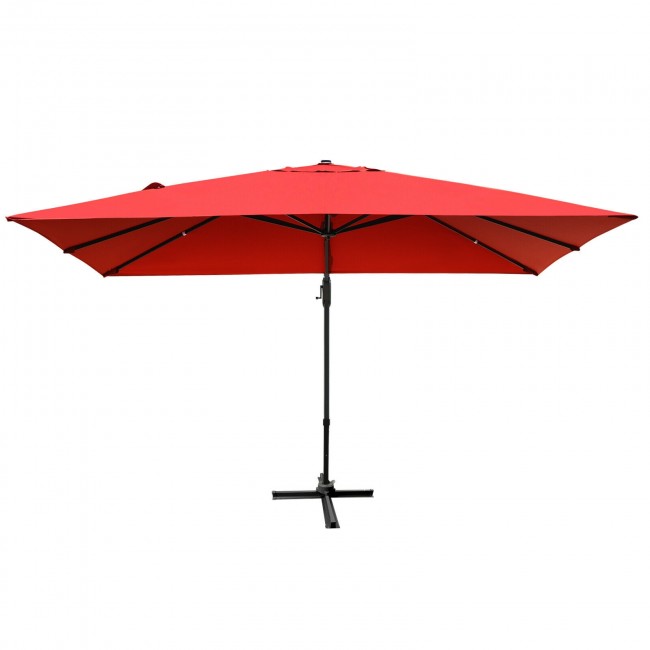 10x13ft Patio Rectangular Cantilever Offset Umbrella with 360° Rotation Function and 4 Tilt Settings