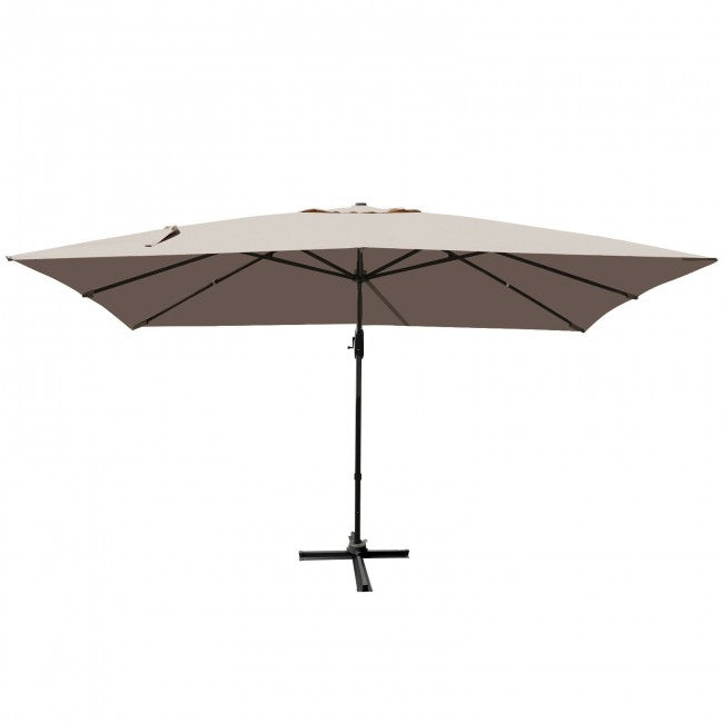 10x13ft Patio Rectangular Cantilever Offset Umbrella with 360° Rotation Function and 4 Tilt Settings