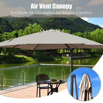 10x13ft Patio Rectangular Cantilever Offset Umbrella with 360° Rotation Function and 4 Tilt Settings