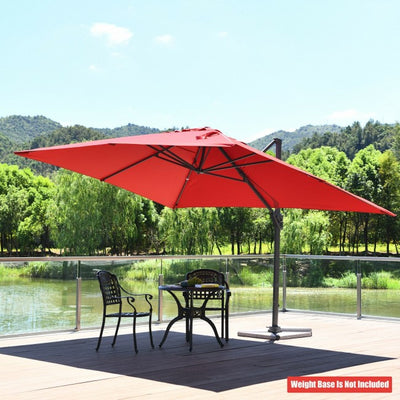 10x13ft Patio Rectangular Cantilever Offset Umbrella with 360° Rotation Function and 4 Tilt Settings